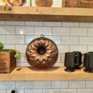Vintage Large Copper Bundt Pan, 10.5" x 4" Deep